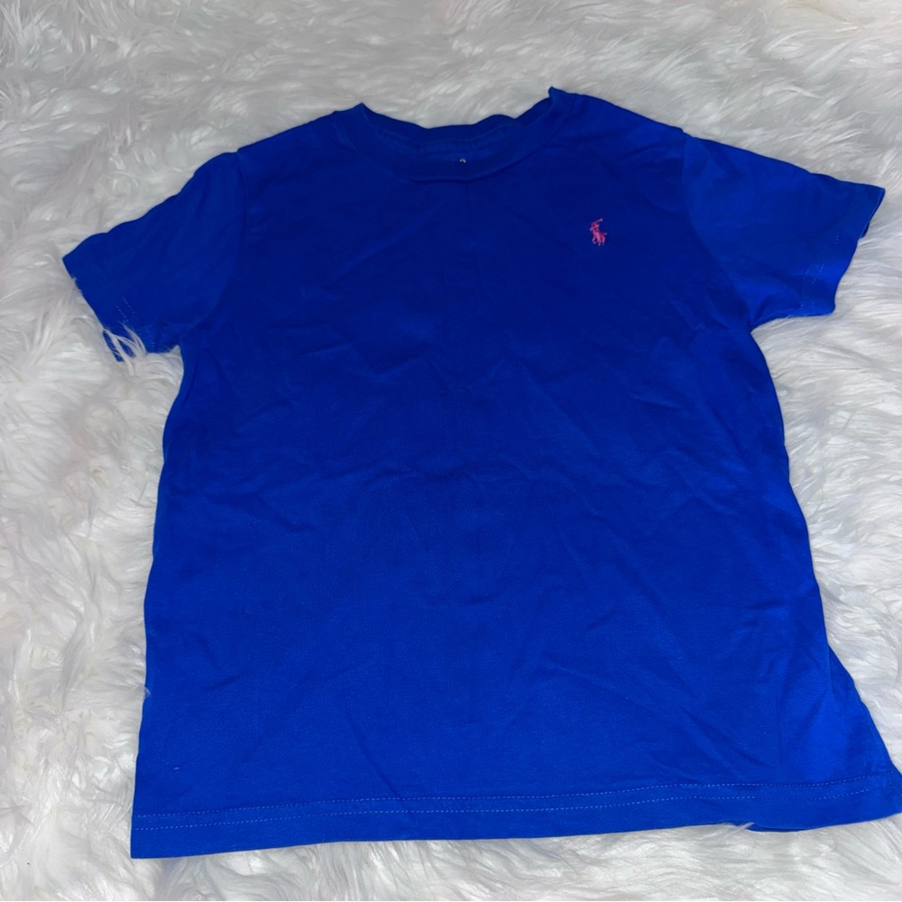 Polo Blue T-Shirt with Pink Logo